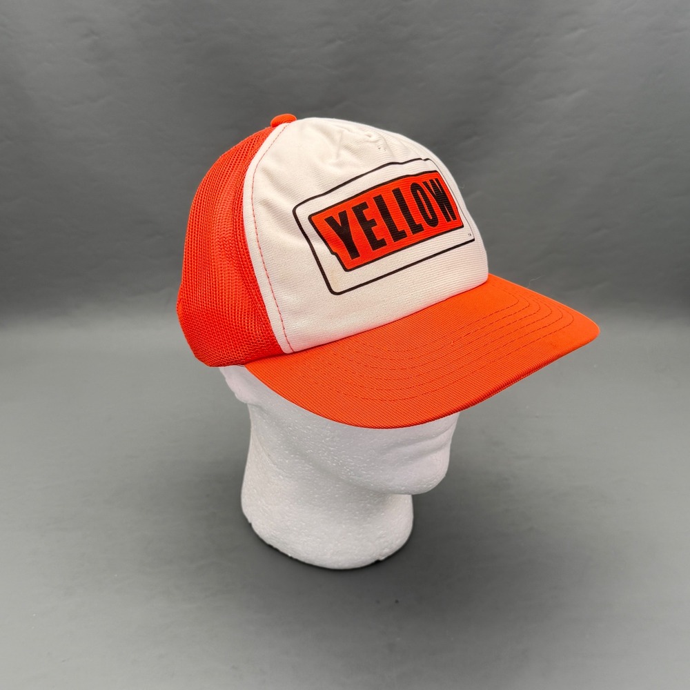 Vintage Yellow Freight Orange Mesh Trucker Hat Snapback Baseball Cap